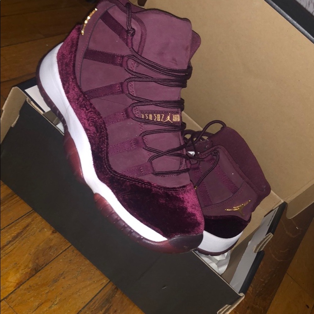 Air jordan retro 9s in burgundy suade